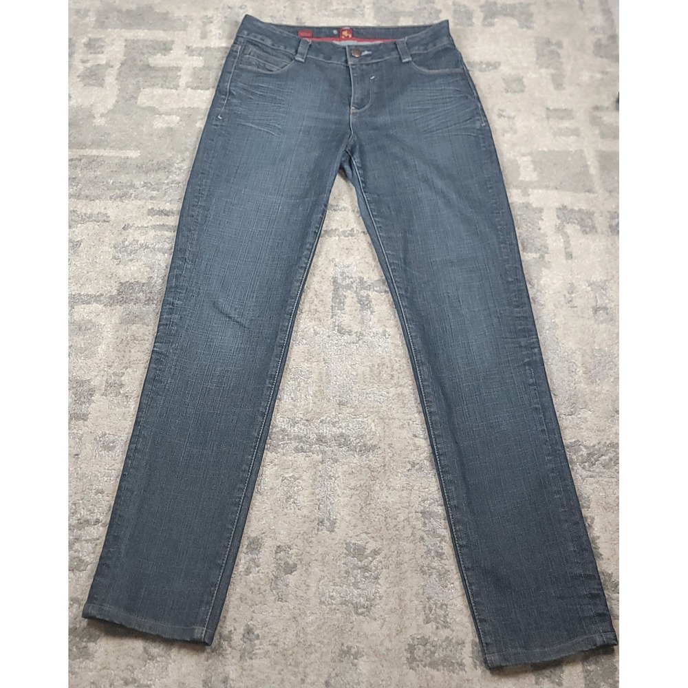 Sasson OOH La La! Women's Shuffle Logo Embroidered Blue Denim Jeans Sz 8 32x30